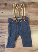 COOL CLUB Spodnie z szelkami eleganckie chłopięce szare r. 62 1-3msc