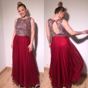 bordo sukienka bal studniówka wesele ślub koraliki cekiny 