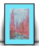 vintage obrazek z Wenecją, Wenecja plakat A4, Włochy obrazek 21x30