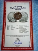 MONETA 100.Rocznica odzyskania Niepodległości cert