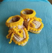 Buciki niemowlęce wiązane handmade 6-12 miesięcy 