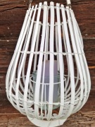 Lampion Drewniany Bambusowy Latarnia z uchwytem + Gratis