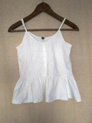 Biała koszulka na ramiączkach z baskinką XS