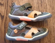 NIEDŹWIEDZIE BUTY półbuty skórzane na rzepy oliwka pomarańcz rozmiar 23