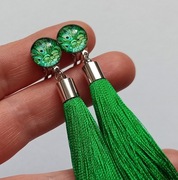 Klipsy z chwostem frędzle z chwostami Zielone
