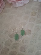 Kolczyki handmade ze stali nierdzewnej z naturalnych kamieni awenturyn 