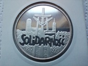 100 000 zł Solidarność 1990r. mała, gruba, 1 oz  Ag