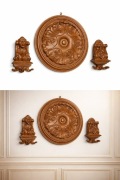 Rozeta i wieszaki dekoracyjne wykonane tradycyjną sztuką rzeźbiarską