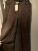 Reserved spodnie eco zamsz proste szeroka nogawka casual duże czekoladowe