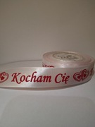 Wstążka taśma satyna KOCHAM CIĘ 25 mm/22 mb