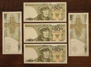 Banknoty 50zł. K. Świerczewski PRL oryginalne UNC z paczki bankowej - 20szt