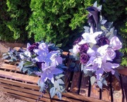 Kompozycja kwiatowa komplet wazon +płyta na grób Wszystkich Świętych 