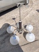 Lampa Wisząca LARGO Srebrny Czarny Biały Szklane Klosze 5xE27 Wisząca