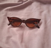 Damskie okulary przeciwsłoneczne kocie oko rockabilly pin up 50s brązowe