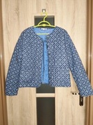 60 Niebieska krótka pikowana kurteczka vintage na guziki rozmiar M