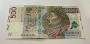 Banknot 500zł Jan III Sobieski seria AA 2016r.