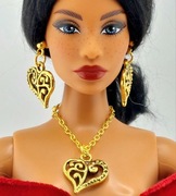 Zestaw biżuterii dla lalek Barbie złote serca