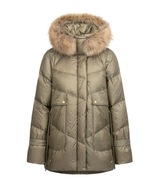 Oliwkowa kurtka damska z naturalnym ociepleniem OCHNIK KURDT-0619-57(Z25)