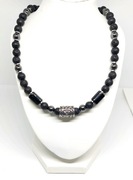 NASZYJNIK RUNA KAUNAN STAL NIERDZEWNA 316L KAMIEŃ TURMALIN LAWA HEMATYT 