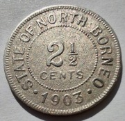 BORNEO PÓŁNOCNE 2 1/2 Cents 1903 ŁADNA