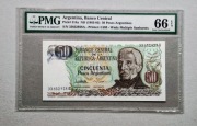ARGENTYNA - 1985 (Pick 314a.2) - 50 PESOS ARGENTINOS - PMG 66 EPQ
