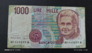 Stary banknot Włochy Italia 1000 lirów 1990 rok 