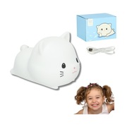 LAMPKA NOCNA DLA DZIECI KOTEK LED SILIKONOWA PRZENOŚNA CIEPŁE ZIMNE ŚWIATŁO