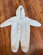 Biały pluszowy kombinezon z misiem w r.56-62