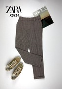 Spodnie damskie z wysokim stanem Zara w kratę XS 34 klasyczne casual