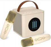 Beżowy styl BONAOK Mini Karaoke Machine z 2 mikrof