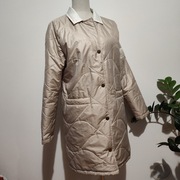 Długa kurtka damska pikowana Velsatino 38 lekko ocieplona biało złota