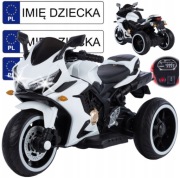 DUŻY TRÓJKOŁOWY MOTOR NA AKUMULATOR DLA DZIECI 2x45W LED MP3 SKÓRA  