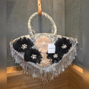 Duży słomkowy koszyk kwiaty cekiny CUDO 