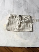 krótka jeansowa spódniczka mini biodrówka z paskiem y2k beżowa