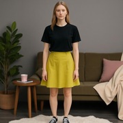 Spódnica lniana 42 L XL limonkowa wiosenna letnia przewiewna La Femme