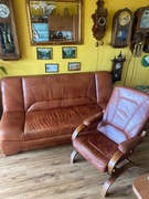 Meble skórzane kanapa plus fotele 