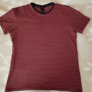 T-shirt męski w czerwono-czarne paski f. H&M r.M