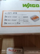 WAGO SZYBKOZŁĄCZKA KOSTKA WAGO 221-413 ZŁĄCZKA 50 SZ/opakowanie 