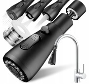 PRZEDŁUŻACZ KRANU KUCHENNEGO AERATOR PERLATOR 3 FUNKCJE 360° CZARNY NOWY!
