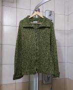 Sweter klasyczny L Hennes H&M zielony  jasny ciemny wełniany ramia naturaln