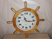 Zegar drewniany w stylu ster okrętowy kwarcowy na baterię AA