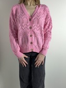 Różowy ażurowy kardigan zapinany na guziki, nowy rozm. UNI By Me