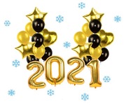 Zestaw balonów foliowych 2021 + 20szt Sylwester 