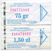 Bilety MZK Starachowice - 75gr, 1.50zł