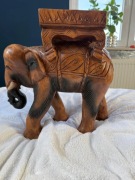 Drewniany Słoń – Taboret / Stolik Indyjski – Rzeźba Ręcznie Robiona – 8 kg