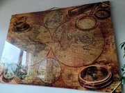 Puzzle stara mapa świata obraz w odcieniach brązu 