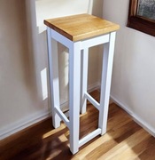Taboret barowy hoker stołek prosty drewniany 70cm biały + olcha loft