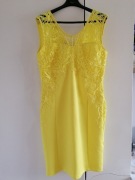Sukienka z gipiurą neonowa żółta Bon Prix BODYFLIRT butique 