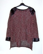 Asymetryczny sweterek błyszcząca nić wstawki 