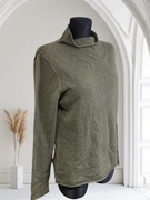 Oliwkowy/khaki sweter damski z golfem 100%kaszmir – klasyczny, ciepły